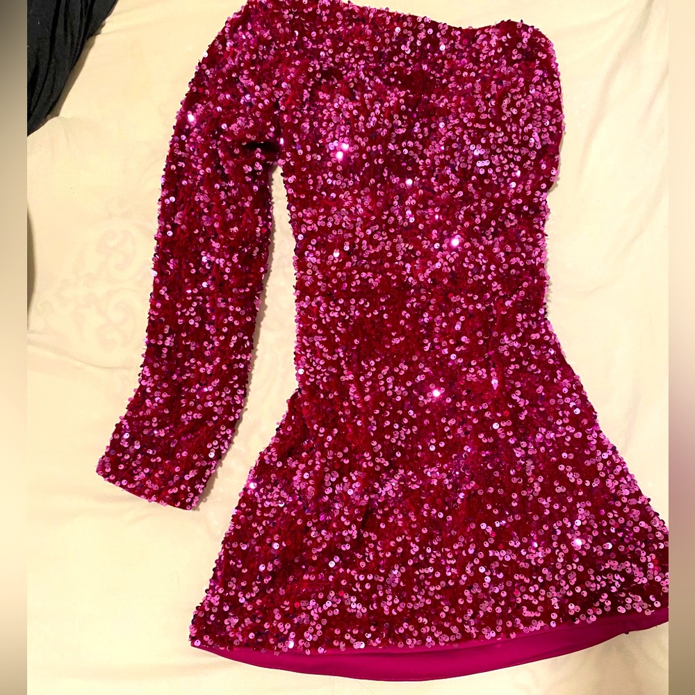 Purple one shoulder dress